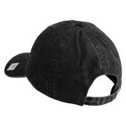 US Marine Corps Design Embroidered Washed Solid Pigment Dyed Cotton Twill Brass Buckle Cap - Black OSFM