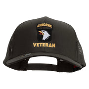Licensed 101st Airborne Veteran Military Embroidered Solid Cotton Twill Mesh Prostyle Cap - Charcoal OSFM