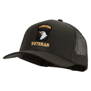 Licensed 101st Airborne Veteran Military Embroidered Solid Cotton Twill Mesh Prostyle Cap - Charcoal OSFM