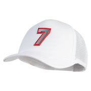 Number 7 Patched Summer Foam Mesh Trucker Cap - White OSFM