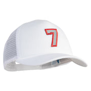 Number 7 Patched Summer Foam Mesh Trucker Cap - White OSFM