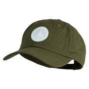 Peace Symbol Patched Unstructured Cotton Twill Washed Cap - Army-Green OSFM