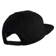 Old English F Faux Leather Patched Cotton Flat Bill Pro Cap - Black OSFM