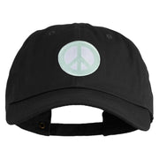Peace Symbol Patched Unstructured Cotton Twill Washed Cap - Black OSFM