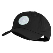 Peace Symbol Patched Unstructured Cotton Twill Washed Cap - Black OSFM