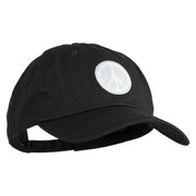 Peace Symbol Patched Unstructured Cotton Twill Washed Cap - Black OSFM