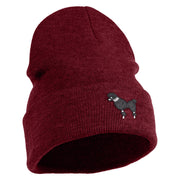 Extra Small 50's Black Poodle Iron on Patched 12 Inch Long Knitted Beanie - Maroon OSFM