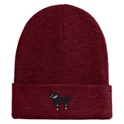 Extra Small 50's Black Poodle Iron on Patched 12 Inch Long Knitted Beanie - Maroon OSFM