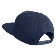 Old English F Faux Leather Patched Cotton Flat Bill Pro Cap - Navy OSFM