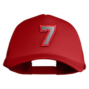 Number 7 Patched Summer Foam Mesh Trucker Cap - Red OSFM