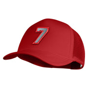 Number 7 Patched Summer Foam Mesh Trucker Cap - Red OSFM