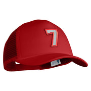 Number 7 Patched Summer Foam Mesh Trucker Cap - Red OSFM