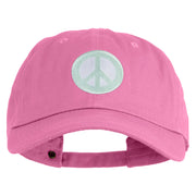Peace Symbol Patched Unstructured Cotton Twill Washed Cap - Hot-Pink OSFM