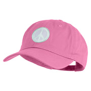 Peace Symbol Patched Unstructured Cotton Twill Washed Cap - Hot-Pink OSFM