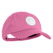 Peace Symbol Patched Unstructured Cotton Twill Washed Cap - Hot-Pink OSFM