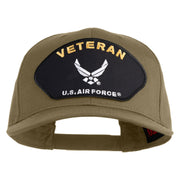 Veteran US Air Force Patched Solid Cotton Twill Cap - Khaki OSFM