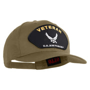 Veteran US Air Force Patched Solid Cotton Twill Cap - Khaki OSFM