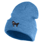 Extra Small 50's Black Poodle Iron on Patched 12 Inch Long Knitted Beanie - Sky Blue OSFM