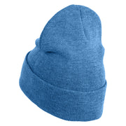 Extra Small 50's Black Poodle Iron on Patched 12 Inch Long Knitted Beanie - Sky Blue OSFM