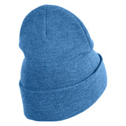 Extra Small 50's Black Poodle Iron on Patched 12 Inch Long Knitted Beanie - Sky Blue OSFM