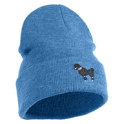 Extra Small 50's Black Poodle Iron on Patched 12 Inch Long Knitted Beanie - Sky Blue OSFM