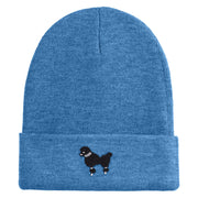 Extra Small 50's Black Poodle Iron on Patched 12 Inch Long Knitted Beanie - Sky Blue OSFM