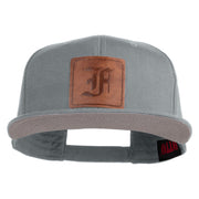 Old English F Faux Leather Patched Cotton Flat Bill Pro Cap - Grey OSFM