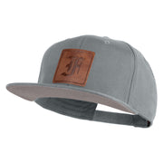 Old English F Faux Leather Patched Cotton Flat Bill Pro Cap - Grey OSFM