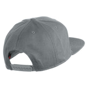 Old English F Faux Leather Patched Cotton Flat Bill Pro Cap - Grey OSFM