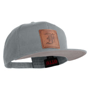 Old English F Faux Leather Patched Cotton Flat Bill Pro Cap - Grey OSFM