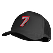 Number 7 Patched Summer Foam Mesh Trucker Cap - Black OSFM
