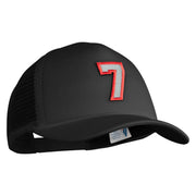 Number 7 Patched Summer Foam Mesh Trucker Cap - Black OSFM