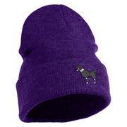 Extra Small 50's Black Poodle Iron on Patched 12 Inch Long Knitted Beanie - Purple OSFM