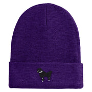 Extra Small 50's Black Poodle Iron on Patched 12 Inch Long Knitted Beanie - Purple OSFM