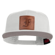 Old English F Faux Leather Patched Cotton Flat Bill Pro Cap - White OSFM