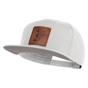 Old English F Faux Leather Patched Cotton Flat Bill Pro Cap - White OSFM