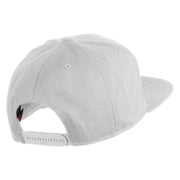 Old English F Faux Leather Patched Cotton Flat Bill Pro Cap - White OSFM