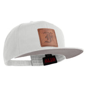 Old English F Faux Leather Patched Cotton Flat Bill Pro Cap - White OSFM
