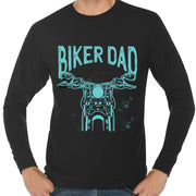 Biker Dad Graphic Long Sleeve Crewneck Tee - Black XS