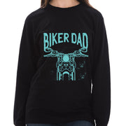 Biker Dad Graphic Long Sleeve Crewneck Tee - Black XS