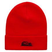 Luxury Car Embroidered 12 Inch Long Knitted Beanie - Red OSFM