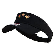 Cute Christmas Stars Embroidered Cotton Twill Sun Visor - Black OSFM