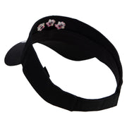 Cute Christmas Stars Embroidered Cotton Twill Sun Visor - Black OSFM