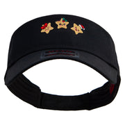 Cute Christmas Stars Embroidered Cotton Twill Sun Visor - Black OSFM