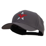 Captain Abstract Star Shape Embroidered Solid Cotton Twill Pro Style Cap - Charcoal OSFM