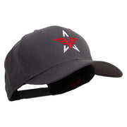 Captain Abstract Star Shape Embroidered Solid Cotton Twill Pro Style Cap - Charcoal OSFM