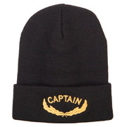 Captain Oak Leaf Embroidered Long Knitted Beanie