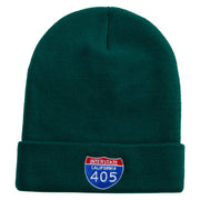 Interstate 405 Embroidered 12 Inch Long Knitted Beanie - Dk-Green OSFM