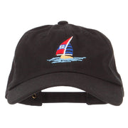 Sailboat and Ocean Embroidered Unstructured Cap