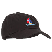 Sailboat and Ocean Embroidered Unstructured Cap